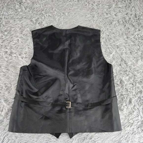 Unbranded Mens L Black Formal 5-Button Adjustable Back Tuxedo Vest Waistcoat - Picture 4 of 4